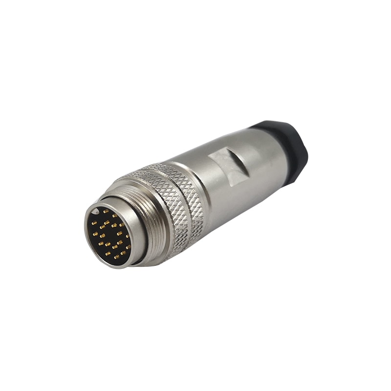 M16 male cable connector, contacts: 19, field assembly type , solder connection, A code, 8-10mm, straight ，AISG compatible