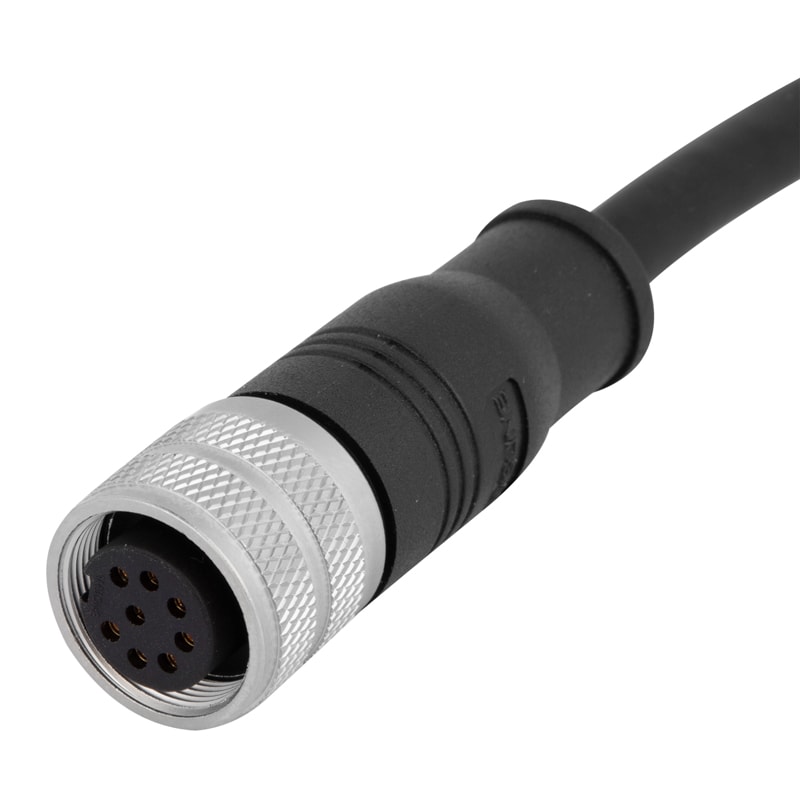M16 pre-molded cable connector, female, contacts:7, solder connection, straight, IP67, shieldable, UL certified