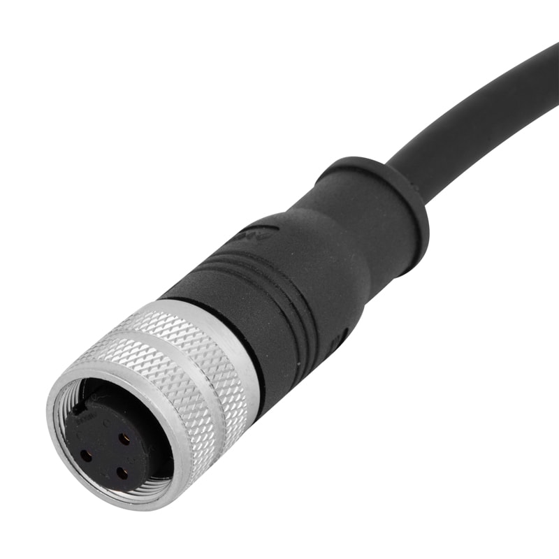 M16 pre-molded cable connector, female, contact:3,solder connection, straight, IP67, shieldable, UL certified