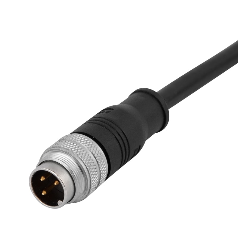 M16 pre-molded cable connector, male, contacts:3, solder connection, straight, IP67, shieldable, UL certified