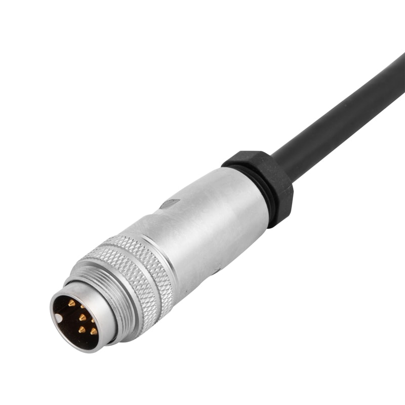M16 cable connector, male, contacts:6,field assembly type, solder connection, straight, IP67, UL certified