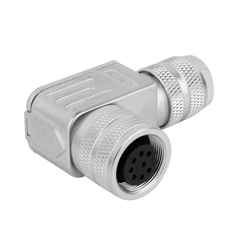 M16 cable connector, female, contacts:24, field assembly type, solder connection, right angled, IP67
