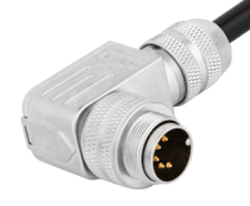 M16 cable connector, male, contacts:5,field assembly type, solder connection, right angled, IP67, UL certified