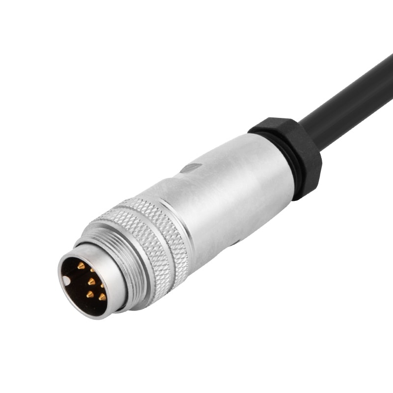M16 cable connector, male, contacts:7, field assembly type, solder connection, straight, IP67, UL certified