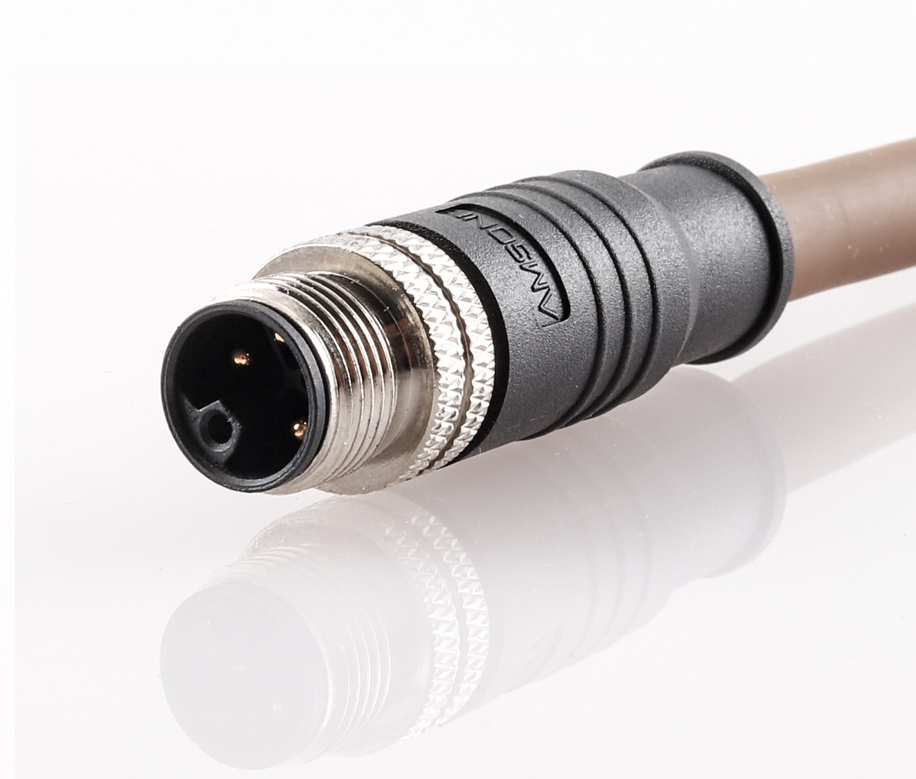 M12 pre-molded cable connector, male, contact s :3, solder connect ion, L code, s t raight , IP67