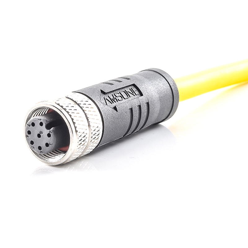 M12 pre-molded cable connector,female, contacts: 8, solder connection, A code, straight, IP67