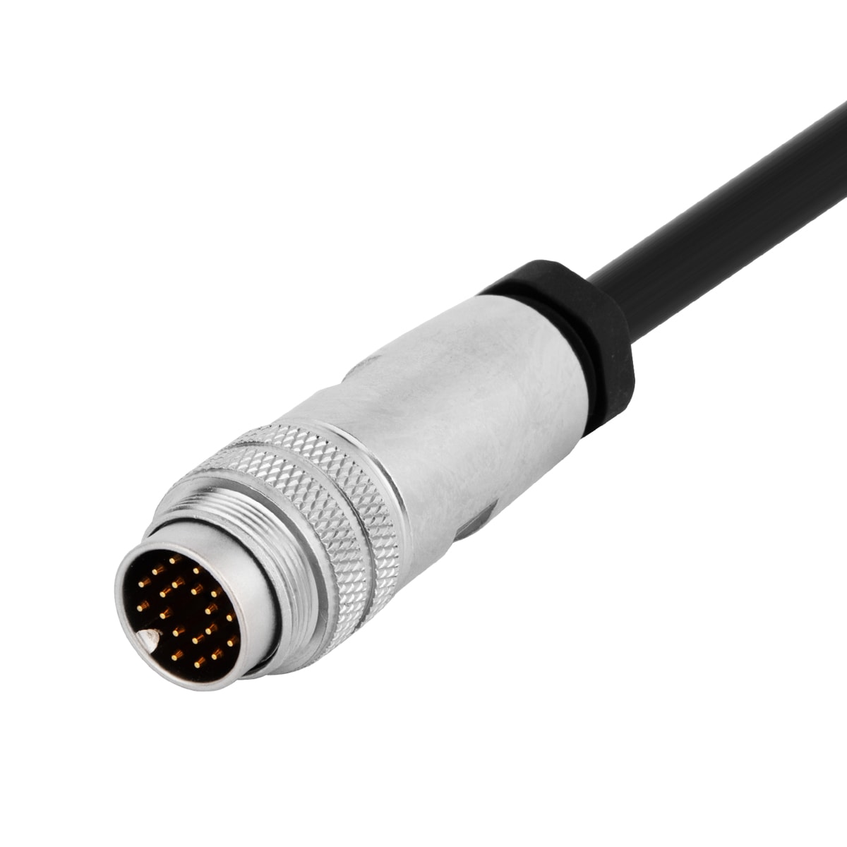 M16 cable connector, male, contacts:12,field assembly type, solder connection, straight, IP67, UL certified