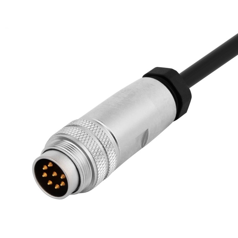 M16 cable connector, male, contacts:8,field assembly type, solder connection, straight, IP67,UL certified