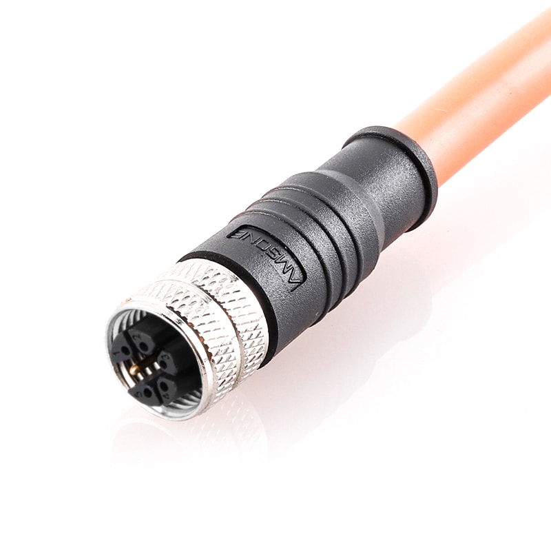 M12 M Code 5+PE Pre-molded Cable 6Pin Female Straight Connector