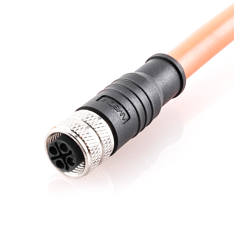 M12 pre-molded cable connector, female, contacts:3(2+PE),  solder connection, S code, straight, IP67