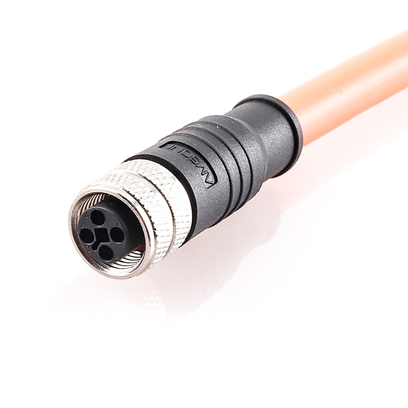 M12 pre-molded cable connector, female, contacts: 3,solder connection, T code, straight, IP67