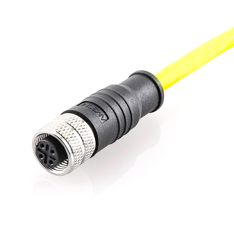 M12 4P D Code Pre-molded Cable Connector Female Straight IP67