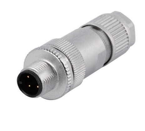 M12 cable connector, male, contacts: 4, field assembly type, screw connection, A code, straight, IP67