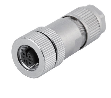 M12 cable connector, female, contacts: 4, field assembly type, screw connection, A code, straight, IP67