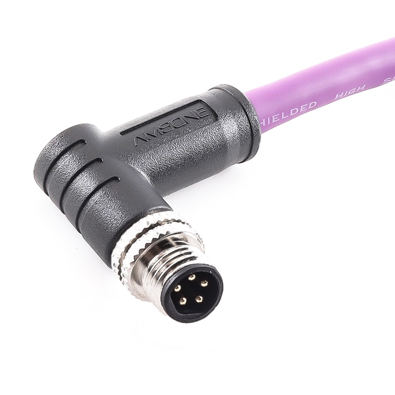 M8 5Pin Pre-molded Cable Male Right Angled M8 B Code Connector