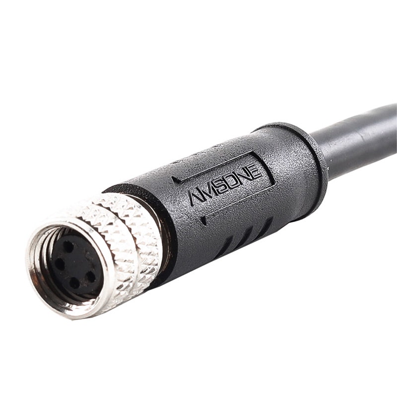 Connecteur de câble prémoulé M9, femelle, contacts : 4, connexion à souder, droit, IP67