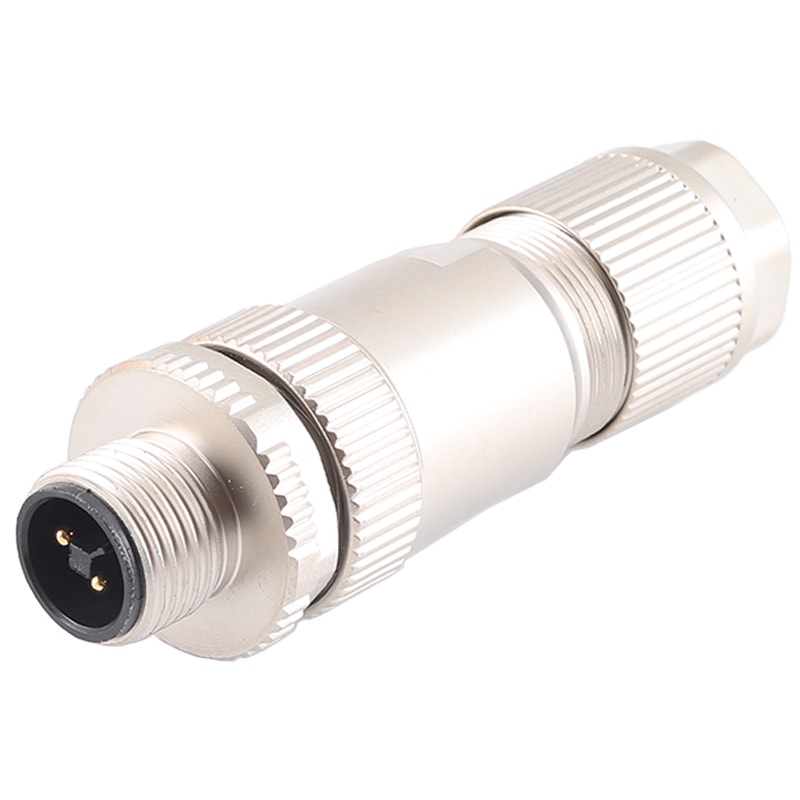 M12 cable connector, male, contacts: ,4, field assembly type, screw connection, T code, straight, IP67