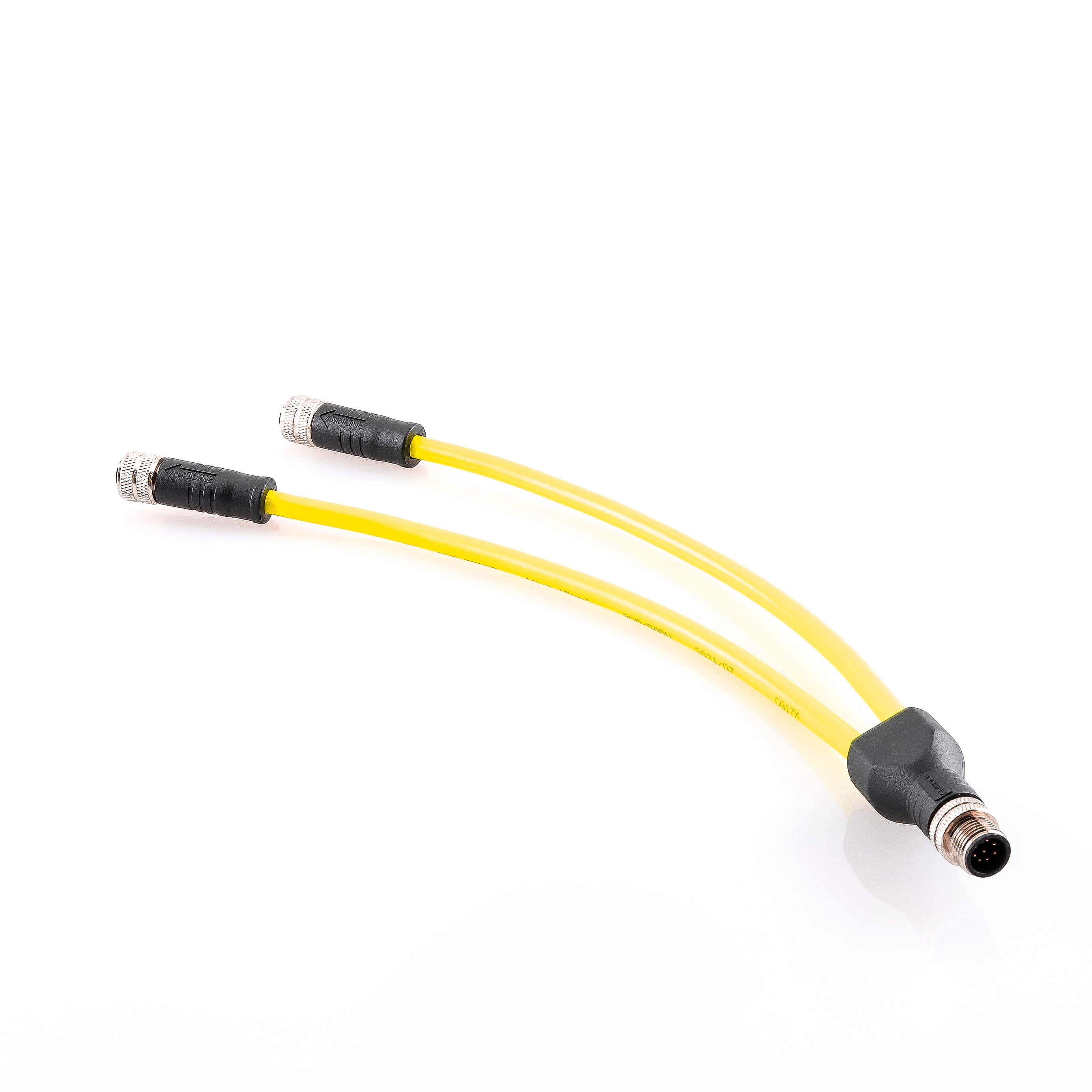 M12 A Code 8P/4P Connector Y-Splitter Industrial Automation Sensor Cable