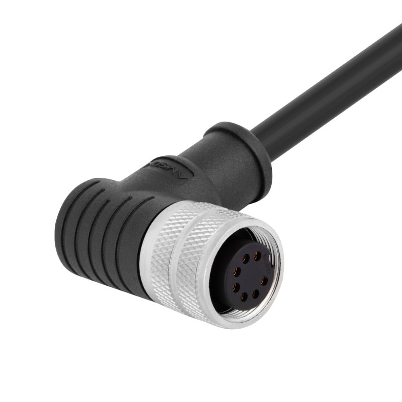 M16 7Pole Female Connector Angled IP67 Industrial Automation IEC