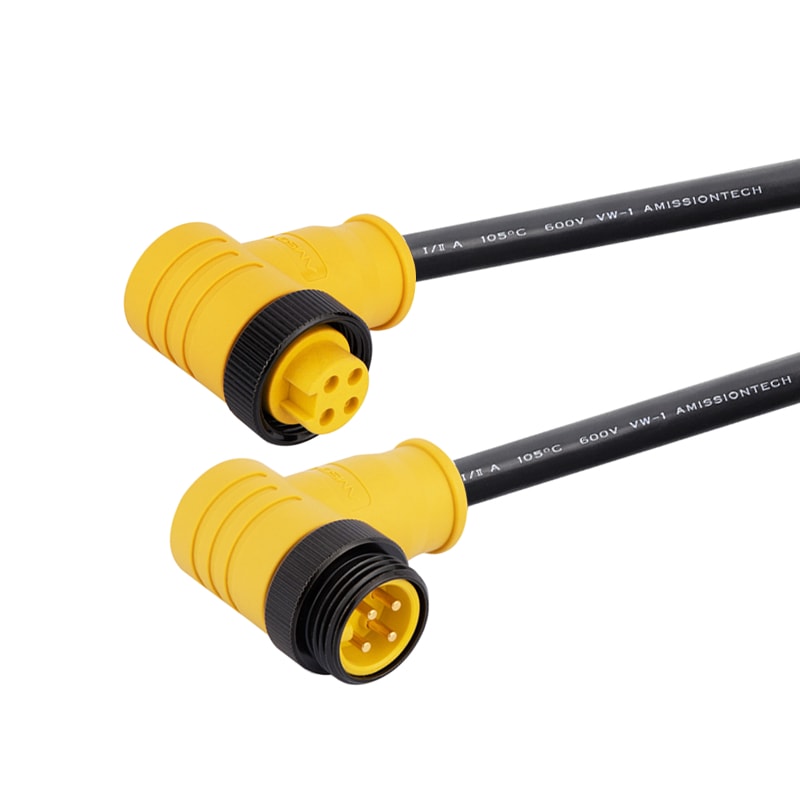 Power Control Cable 4Pin Angled Male/Female Pre-molded 7/8